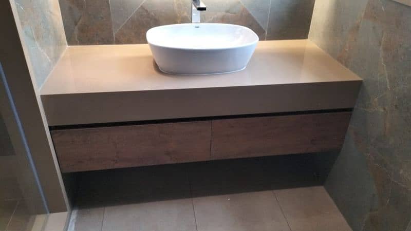 customized Bathroom Vanity/ corian top vanity/ pvc drawers/upper basin 6