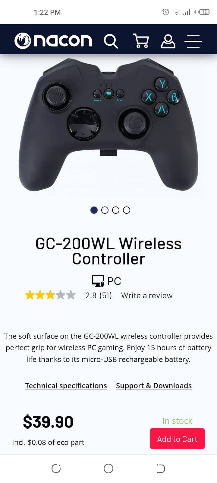 GC-200WL wireless controller in Soft black 6