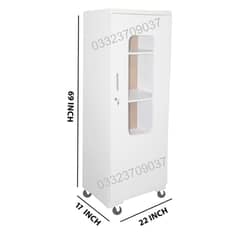 69 x 22 Inch single glass door cupboard - White wardrobe