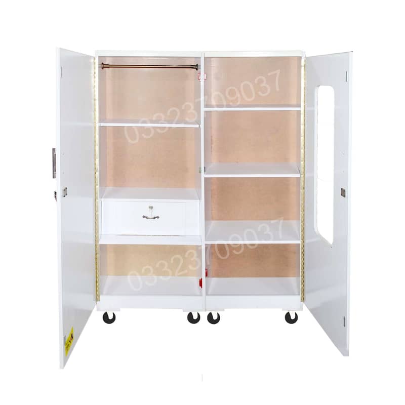 D2 69 x 44 inch Two Door Wooden Cupboard with shelfs Wardrobe almari s 1