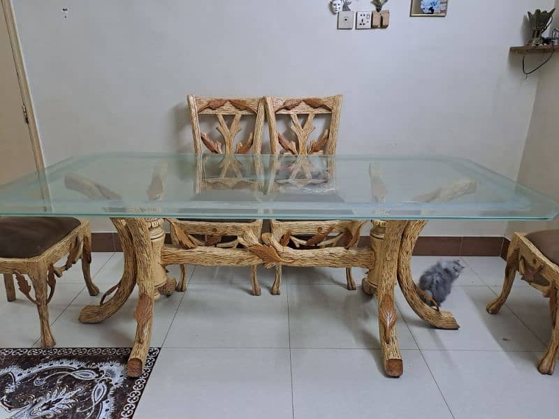 wood dining table 6 chairs(slightly  negotiable) 0