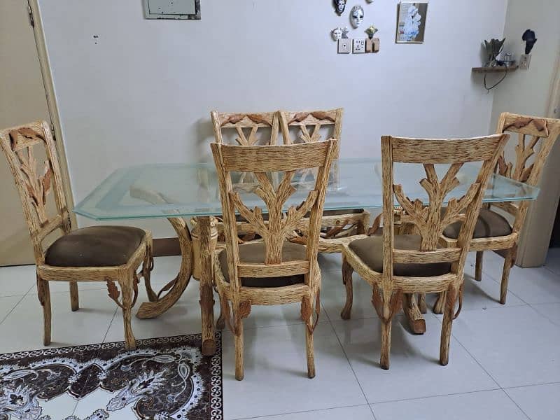 wood dining table 6 chairs(slightly  negotiable) 5