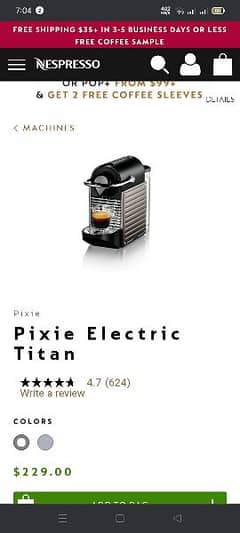 Nespresso pixie coffee machine titan