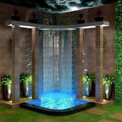 waterfall fountain Wall design and concrete art