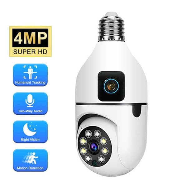 Bulb camera wifi cctv security double lense 0