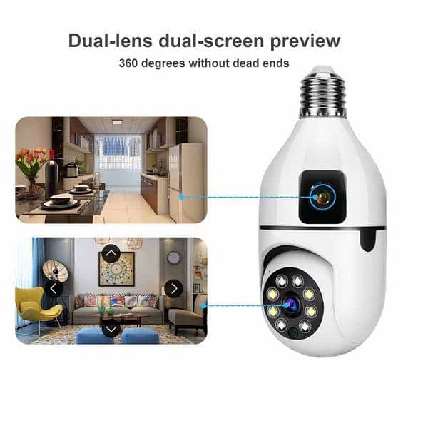 Bulb camera wifi cctv security double lense 3