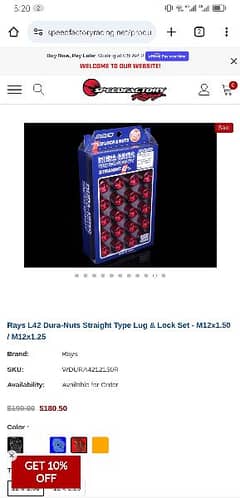 RAYS ORIGINAL NUTS FOR WHEELS