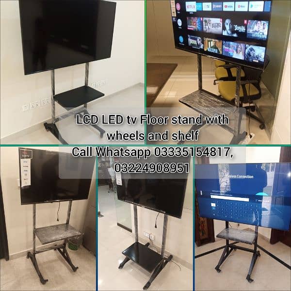 LCD LED tv Floor stand with wheel For office home institute media expo 4