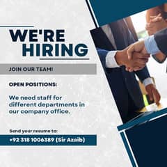 Need Staff for Different Departments