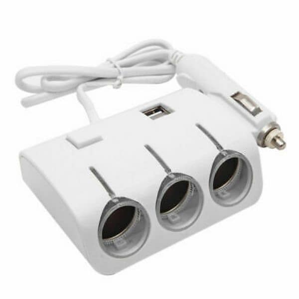 3 Way Car Cigarette Lighter Socket Splitter with Dual USB | 4