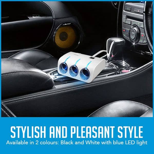 3 Way Car Cigarette Lighter Socket Splitter with Dual USB | 5