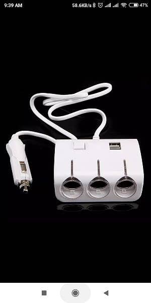 3 Way Car Cigarette Lighter Socket Splitter with Dual USB | 7