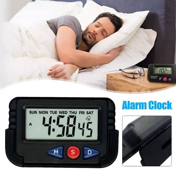 Portable Digital Clock Car Pocket Sized Electronic Travel Alarm Cl 3