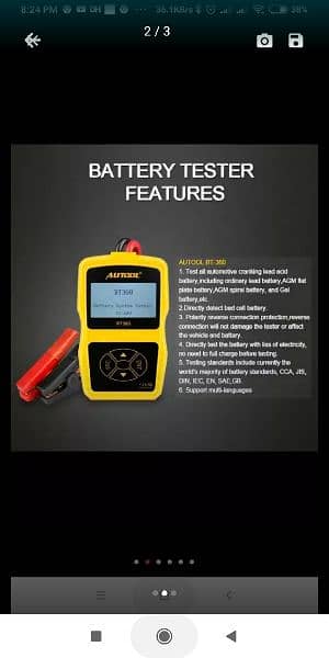 Autool BT360 Car Battery Tester 12V Digital Portable Analyzer Au 8