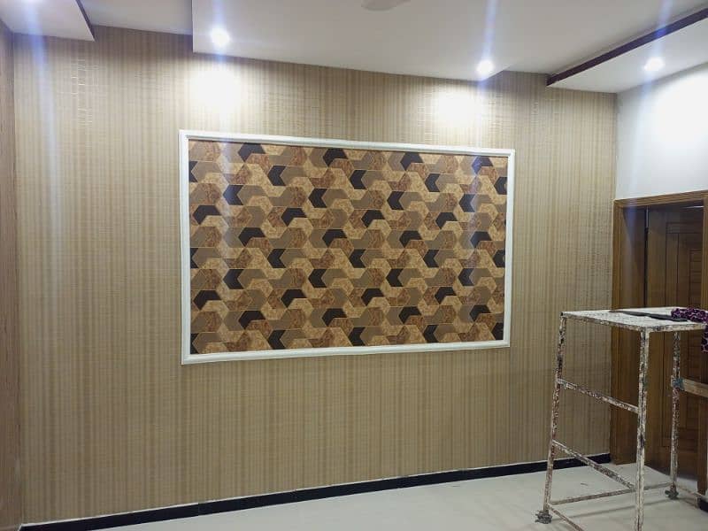 wallpaper pvc panel wooden floor vinyl floor window blind cieling 5