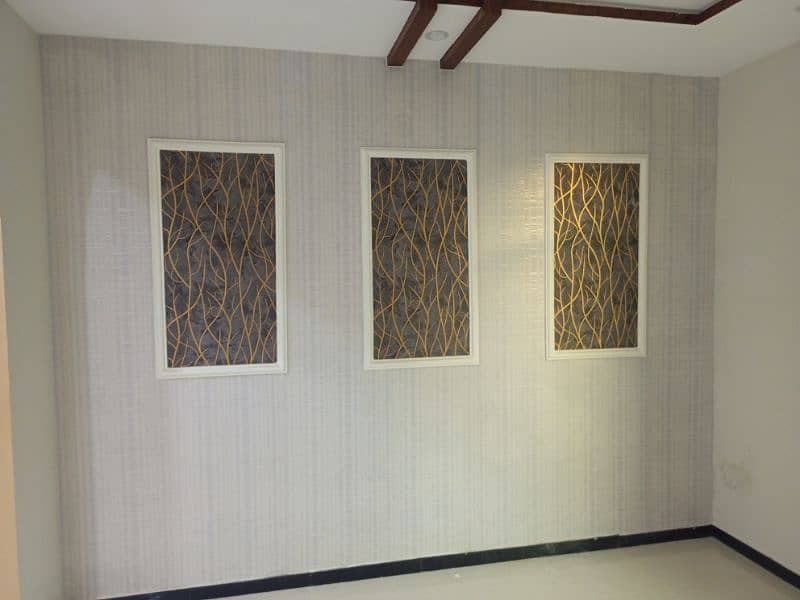 wallpaper pvc panel wooden floor vinyl floor window blind cieling 6