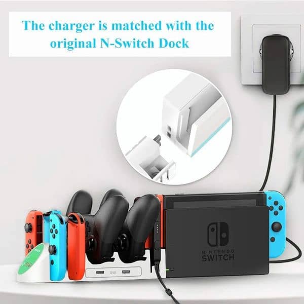 PiAEK Charging Station for Nintendo Switch Pro 6 in 1 Charging Station 1