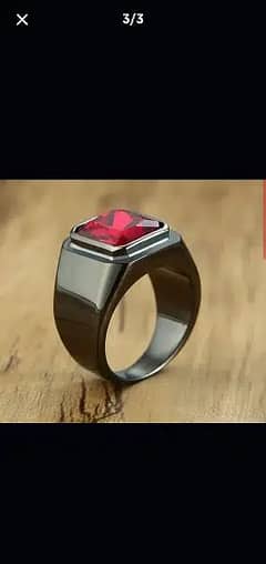 Black Ring with Red Shinny Zircon Stone (for Men, Women)