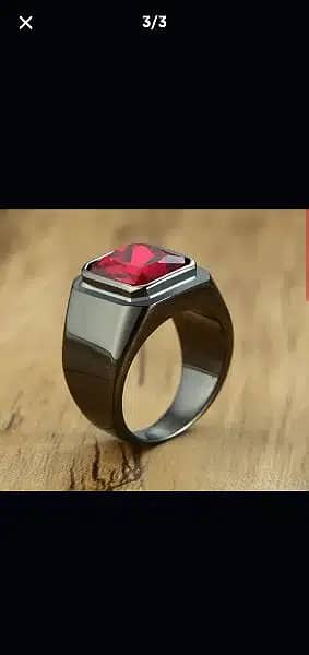 Black Ring with Red Shinny Zircon Stone (for Men, Women) 0
