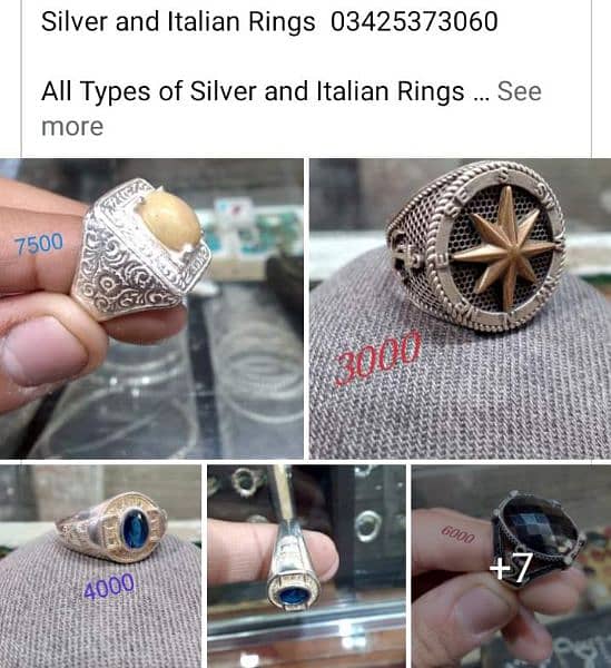 Silver and Italian Rings.  03425373060 0
