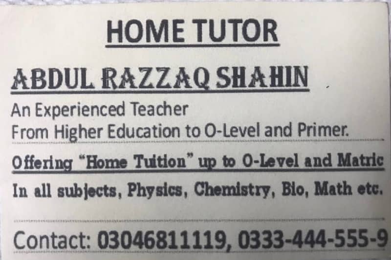 required home tutor available 0