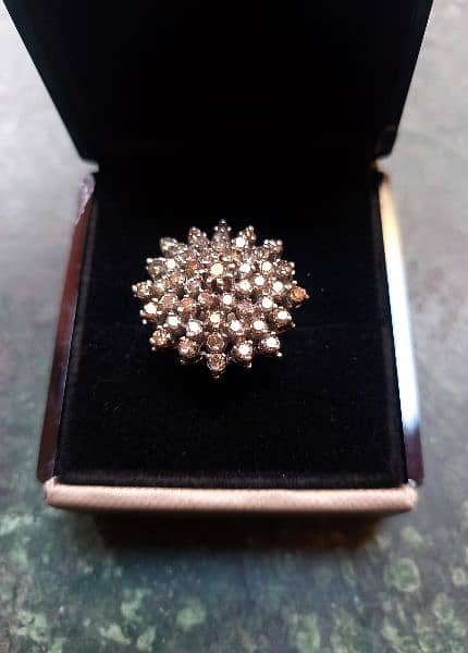 Diamond ring, 2.1 carat diamonds in silver ring. 2