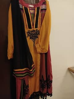 2pc long  frock with stole