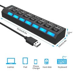 7 Port Data Hub USB 3.0 with Individual On/Off Switch and LED Lights