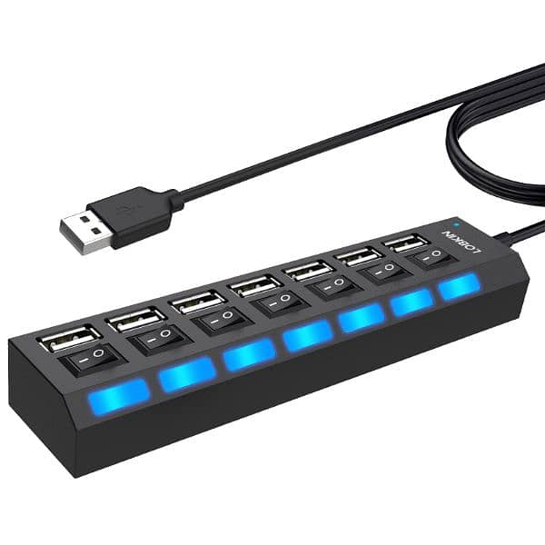 7 Port Data Hub USB 3.0 with Individual On/Off Switch and LED Lights 3