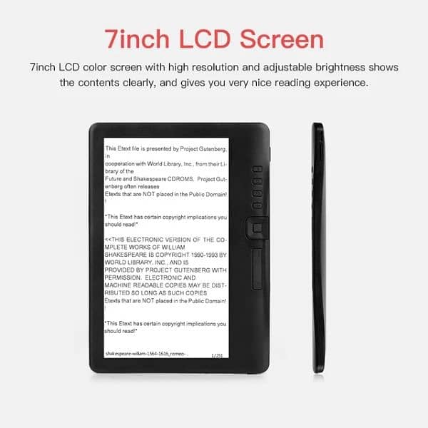 E-Reader, BK7019 Portable 7inch TFT LCD Colorful Screen 1