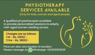 physiotherapy services available only for ladies/women
