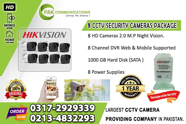 8 CCTV Cameras Package HIK Vision (1 Year Replacement Warranty) 0