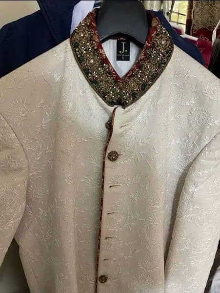 Groom Branded Sherwani set with Khussa and Kullah for Wedding Wear 0