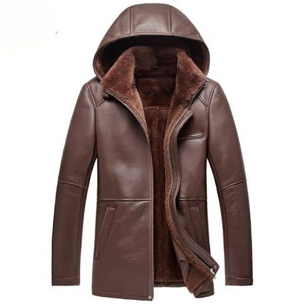 Genuine Leather Fashion Jacket With Fur Collar 0