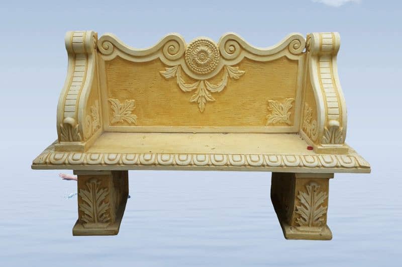 HAND CARVED OUTDOOR CEMENTED BENCH FOR GARDEN-Elegant Outdoor seating 0