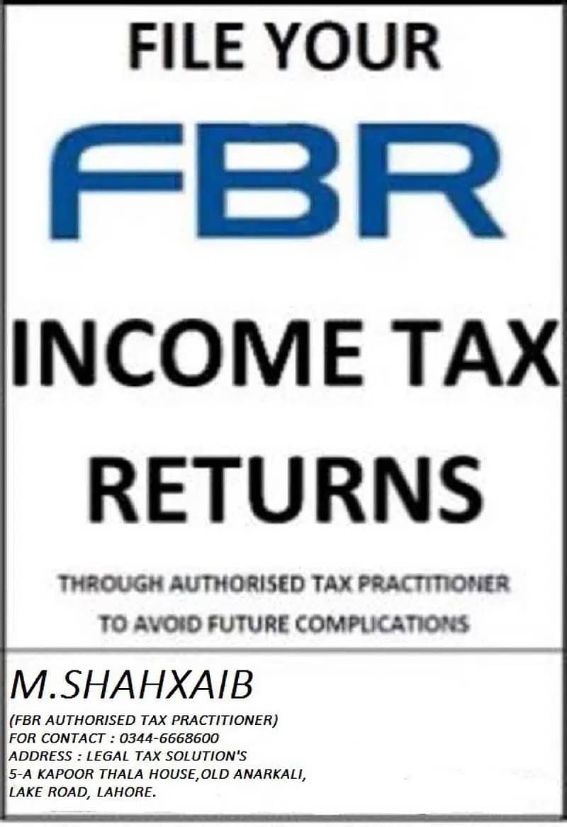 Income Tax Return Filing/new registered agent/LLC Registration/FBR/NTN 1