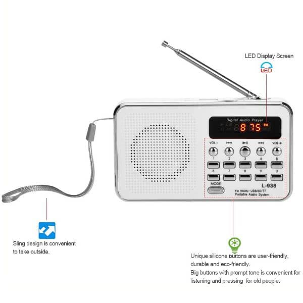 Docooler L-938 Mini FM Radio Digital 3