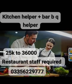 Need kitchen helper waiter & chief staff required