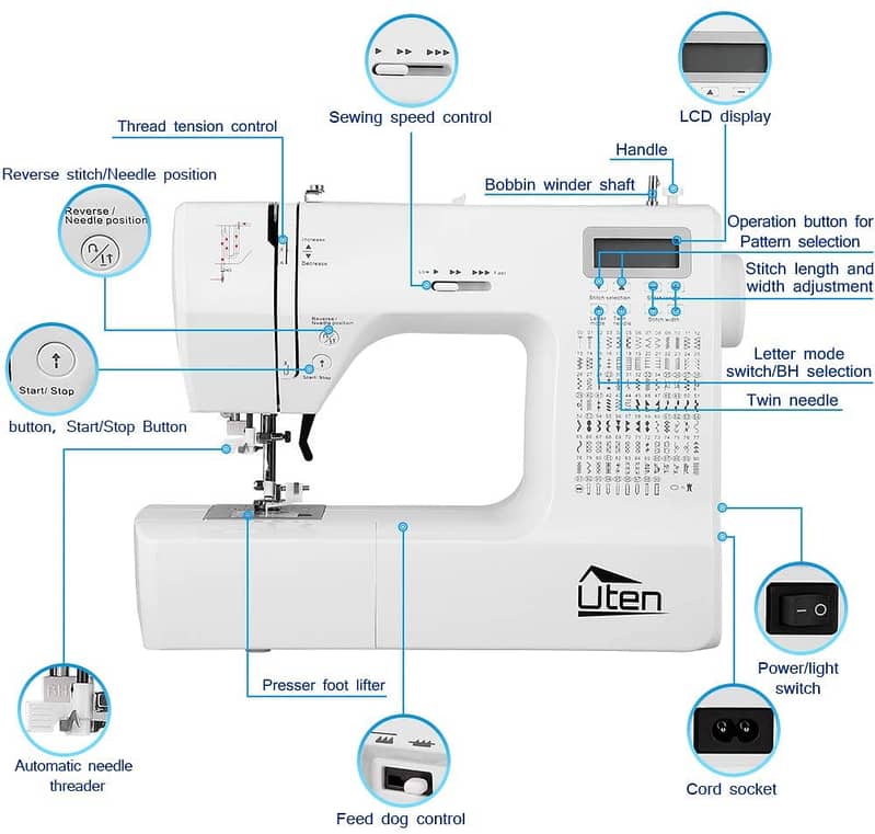 Uten Computerized Sewing Machine Portable Electronic 7