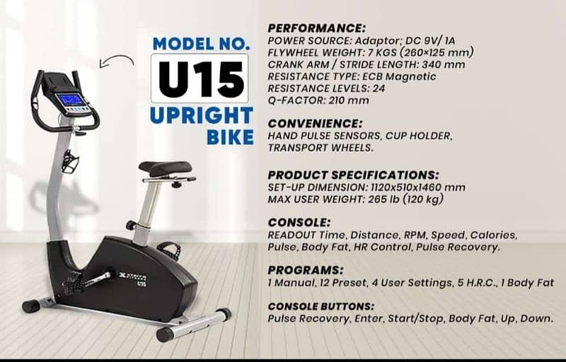 XTERRA FITNESS UPRIGHT BIKE U15 FITNESS MACHINE & GYM EQUIPMENT 0