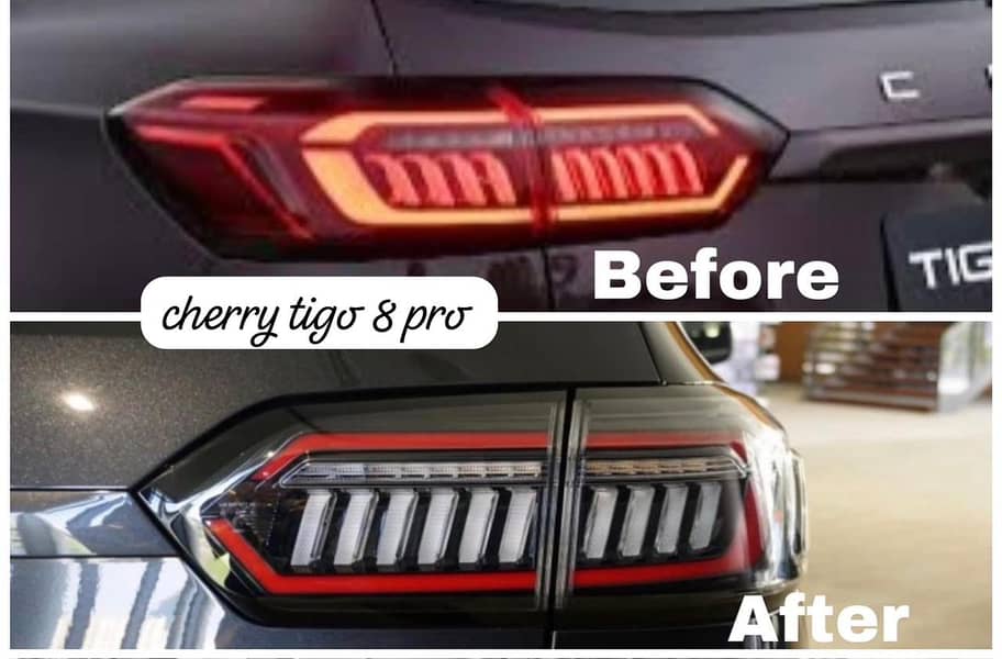 Chery Tiggo Bumpers Roof Diggi Front Back Lights FOG Lamps Bonnets 1