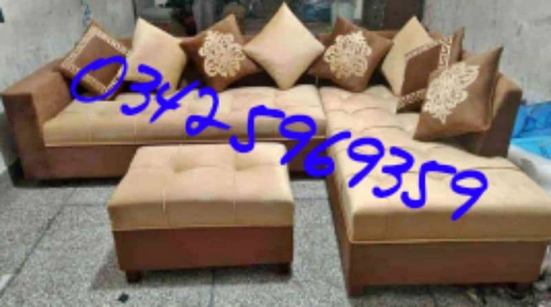 sofa set L shape 5,7 seater wood fabric valvet home lounge furniture 1