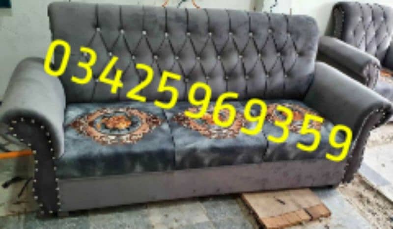 sofa set L shape 5,7 seater wood fabric valvet home lounge furniture 5