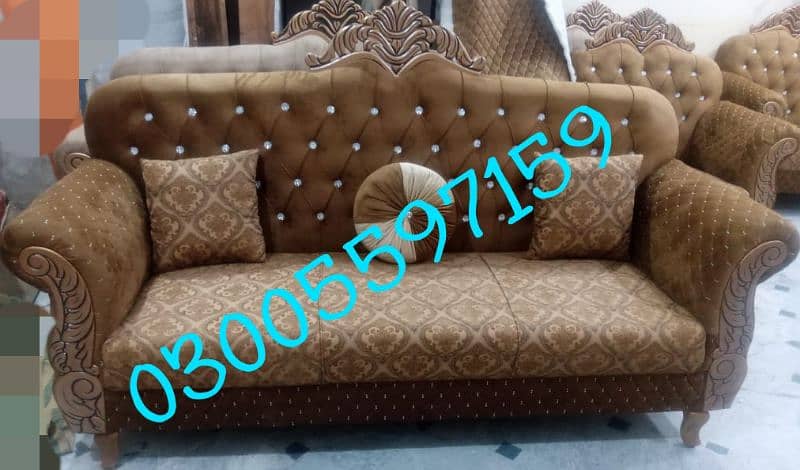 sofa set L shape 5,7 seater wood fabric valvet home lounge furniture 12