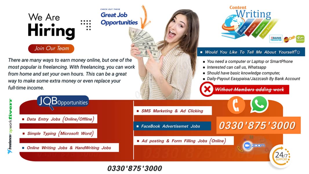 Online Earning | Free Lancing | Work from Home Male Female Seats Avail 1