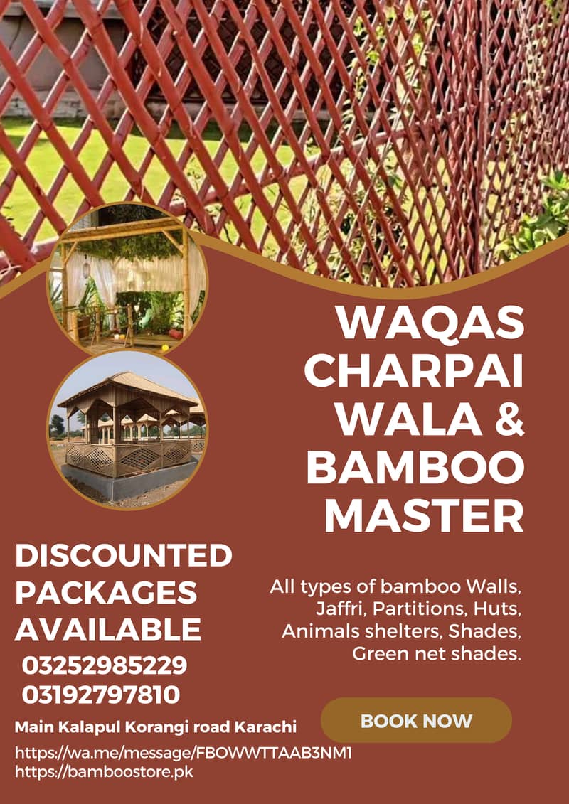 bamboo work/animal shelter/parking shades/wall Partitions/Jaffri shade 12