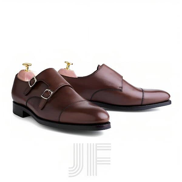 JF Double Monk Strap Handmade Men's Dress formal Shoes 1