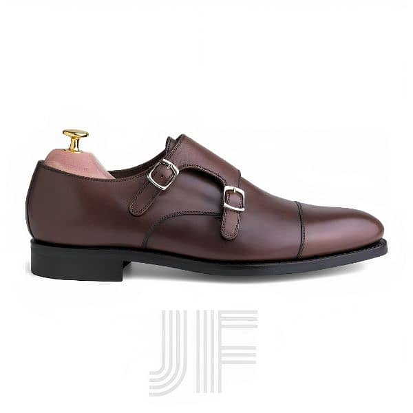 JF Double Monk Strap Handmade Men's Dress formal Shoes 3
