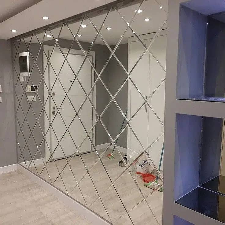 Glass works/Glass Doors/Mirror wall/Glass windows/Diamond shape mirror 5