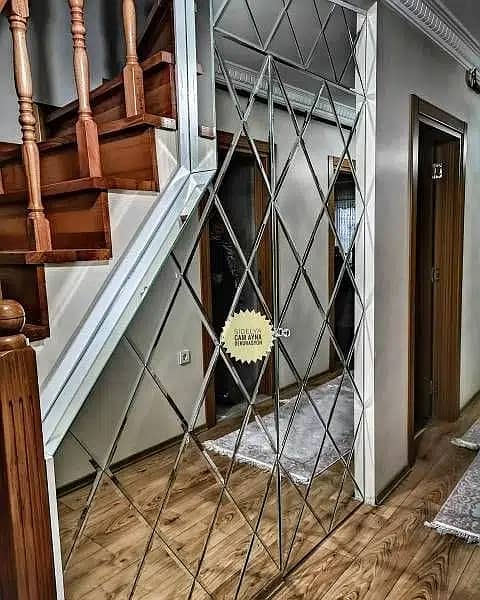 Glass works/Glass Doors/Mirror wall/Glass windows/Diamond shape mirror 0